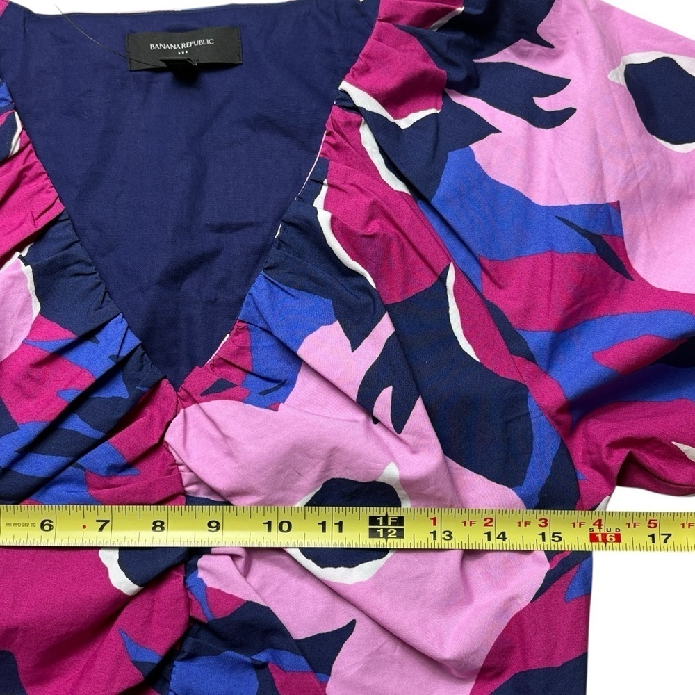 NEW Banana Republic Fitted Poplin Top Size 8 Crop Vibrant Floral Print - Picture 7 of 12